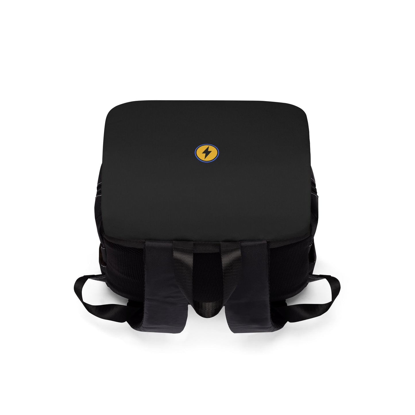 Black Casual Backpack with Yellow Lightning Bolt — Everyday Travel & Commuter Bag