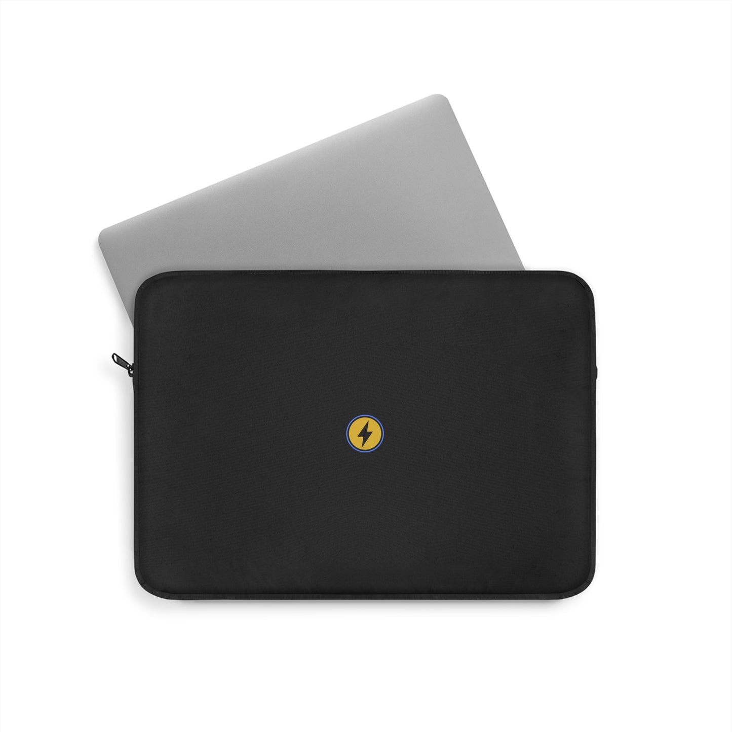 Minimal Black Laptop Sleeve with Yellow Lightning Bolt - Slim Protective Case