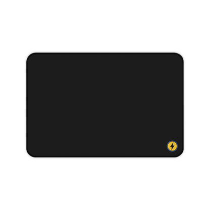 Desk Mat — Minimal Black Mouse Pad with Yellow Lightning Logo