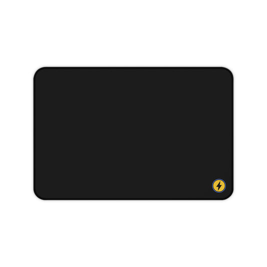 Desk Mat — Minimal Black Mouse Pad with Yellow Lightning Logo