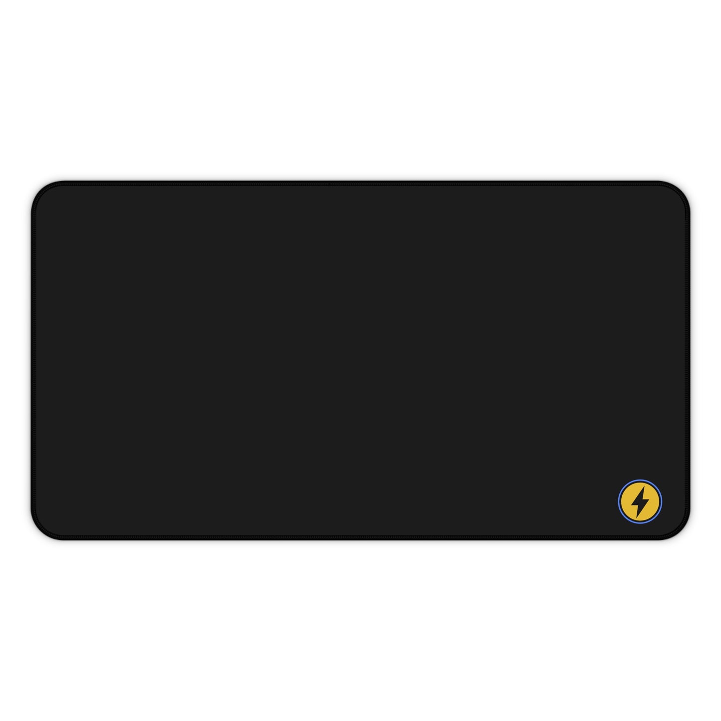 Desk Mat — Minimal Black Mouse Pad with Yellow Lightning Logo