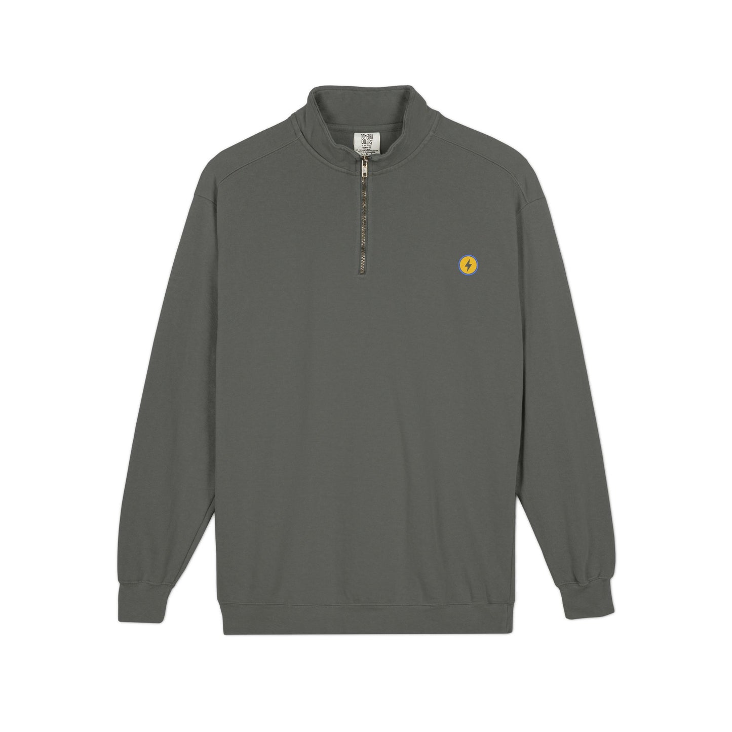 Emblem Quarter-Zip Sweatshirt — Minimal Circle Lightning Logo