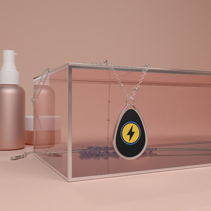 Lightning Bolt Oval Necklace — Minimalist Energy Pendant