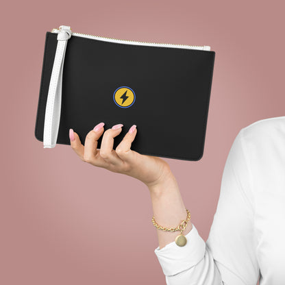 Minimal Lightning Bolt Clutch Bag — Black Wristlet Purse