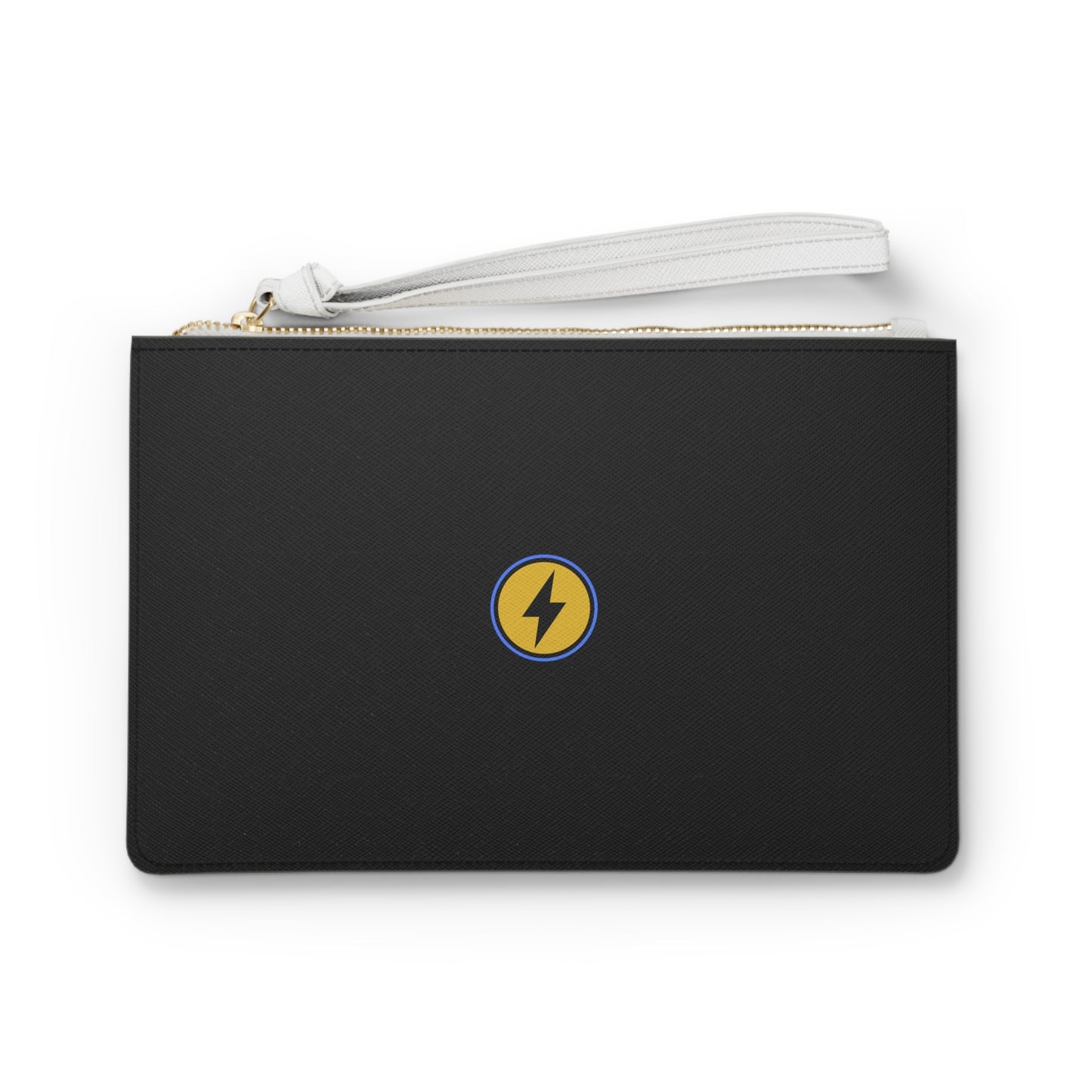 Minimal Lightning Bolt Clutch Bag — Black Wristlet Purse