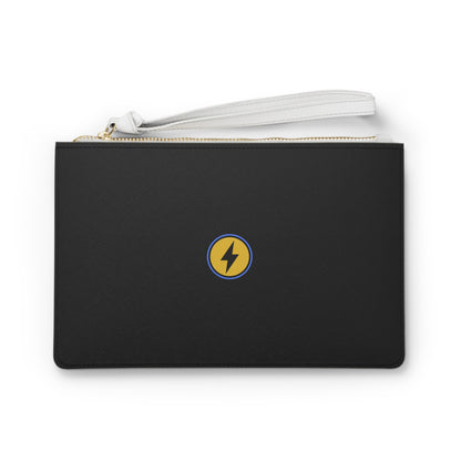 Minimal Lightning Bolt Clutch Bag — Black Wristlet Purse