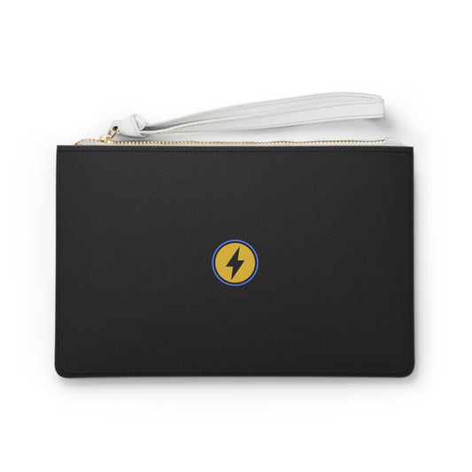 Minimal Lightning Bolt Clutch Bag — Black Wristlet Purse
