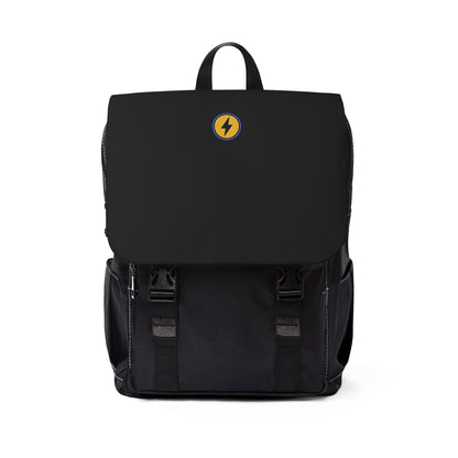 Black Casual Backpack with Yellow Lightning Bolt — Everyday Travel & Commuter Bag