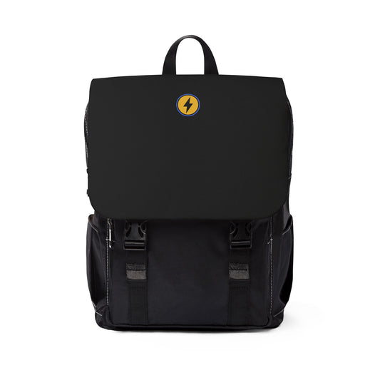 Black Casual Backpack with Yellow Lightning Bolt — Everyday Travel & Commuter Bag