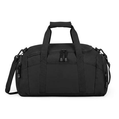 Black Athletic Gym Bag with Sunflower Patch — Durable Duffle for Workout & Travel