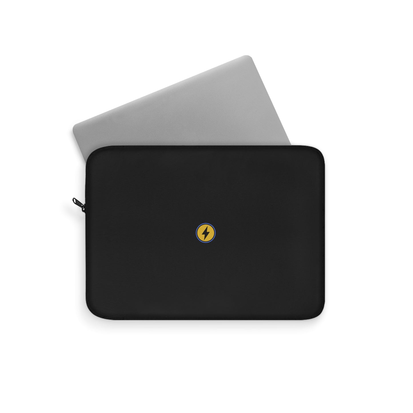 Minimal Black Laptop Sleeve with Yellow Lightning Bolt - Slim Protective Case