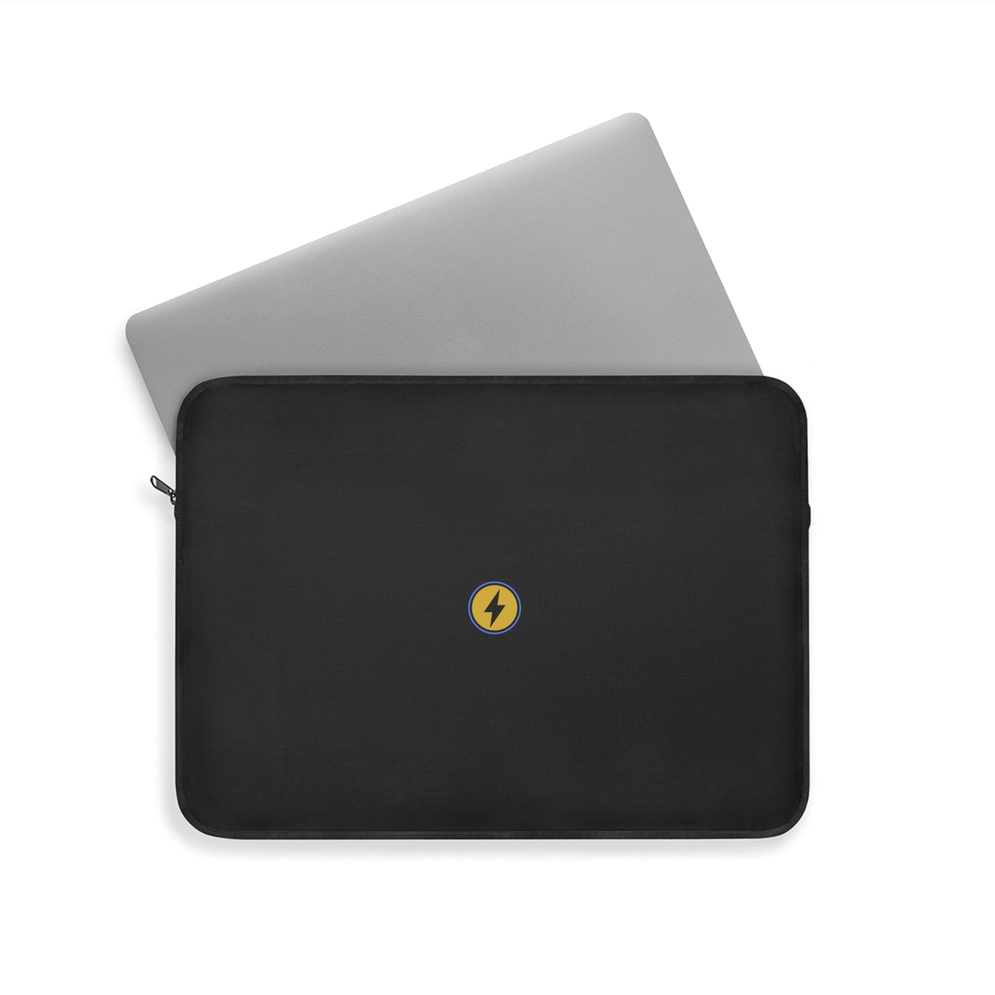 Minimal Black Laptop Sleeve with Yellow Lightning Bolt - Slim Protective Case
