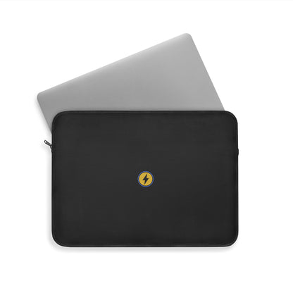 Minimal Black Laptop Sleeve with Yellow Lightning Bolt - Slim Protective Case
