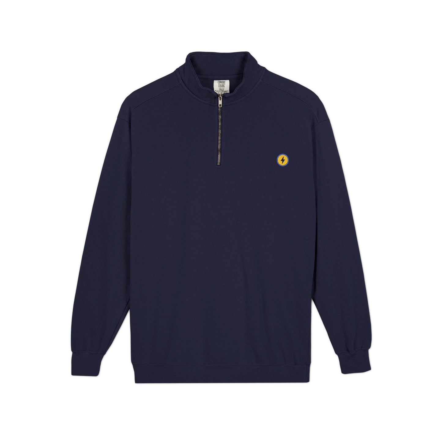 Emblem Quarter-Zip Sweatshirt — Minimal Circle Lightning Logo