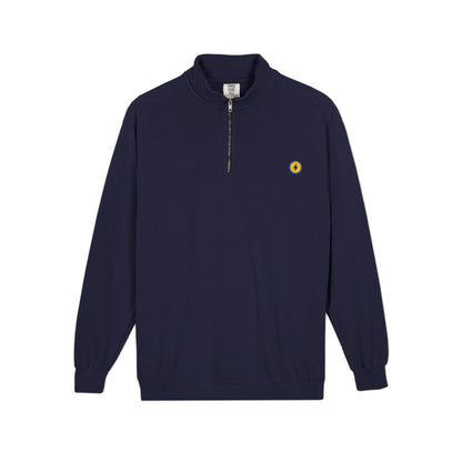 Emblem Quarter-Zip Sweatshirt — Minimal Circle Lightning Logo