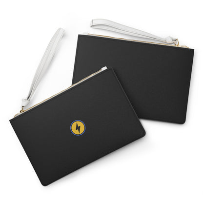 Minimal Lightning Bolt Clutch Bag — Black Wristlet Purse