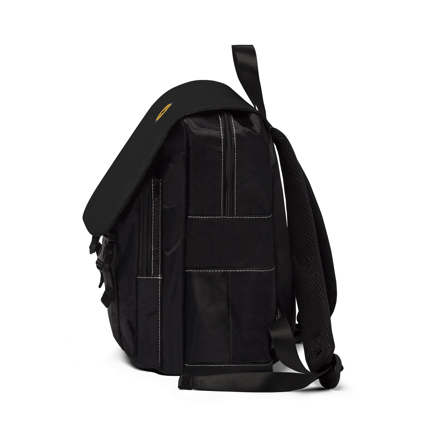 Black Casual Backpack with Yellow Lightning Bolt — Everyday Travel & Commuter Bag