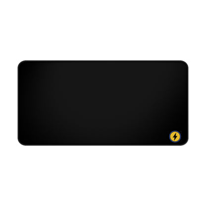 Desk Mat — Minimal Black Mouse Pad with Yellow Lightning Logo