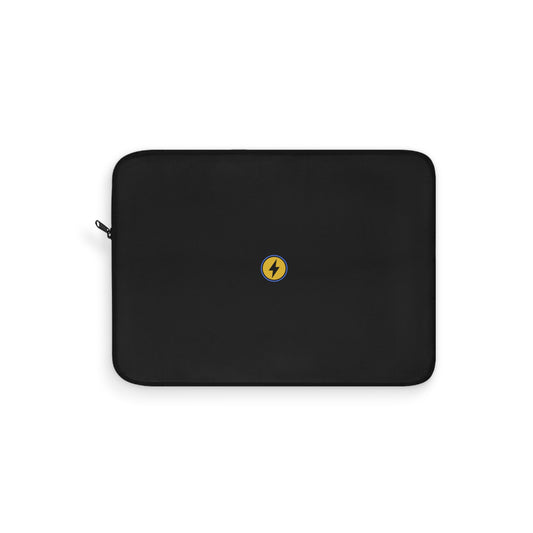 Minimal Black Laptop Sleeve with Yellow Lightning Bolt - Slim Protective Case