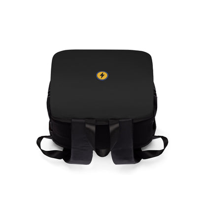 Black Casual Backpack with Yellow Lightning Bolt — Everyday Travel & Commuter Bag