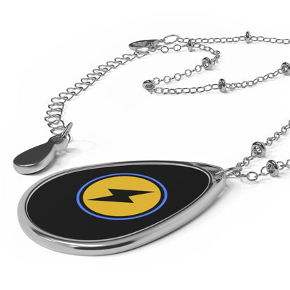 Lightning Bolt Oval Necklace — Minimalist Energy Pendant