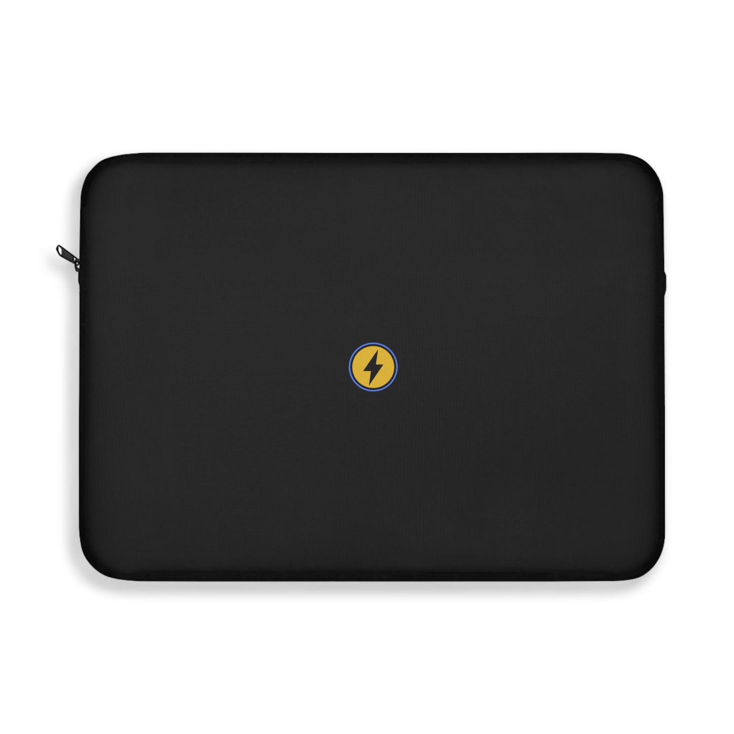 Minimal Black Laptop Sleeve with Yellow Lightning Bolt - Slim Protective Case