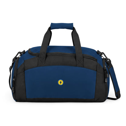 Black Athletic Gym Bag with Sunflower Patch — Durable Duffle for Workout & Travel